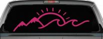 Mountain Beach Sun Wave Country Car or Truck Window Decal Sticker (Hot Pink)