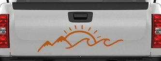 Mountain Beach Sun Wave Country Car or Truck Window Decal Sticker (Nut Brown)