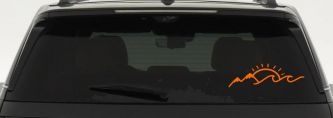 Mountain Beach Sun Wave Country Car or Truck Window Decal Sticker (Orange)