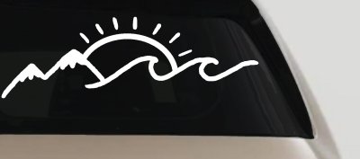 Mountain Beach Sun Wave Country Car or Truck Window Vinyl Decal Sticker
