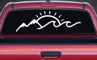 Mountain Beach Sun Wave Country Car or Truck Window Decal Sticker