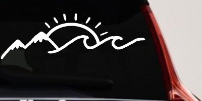 Mountain Beach Sun Wave Country Car or Truck Window Vinyl Decal Sticker