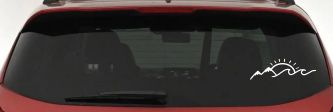 Mountain Beach Sun Wave Country Car or Truck Window Vinyl Decal Sticker (White)