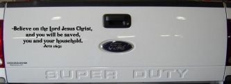 Believe on the Lord Jesus Christ Christian Car or Truck Window Decal Sticker (Black)
