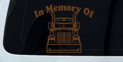 In Memory Of Truck Driver or Trucker Car or Truck Window Decal Sticker (Copper)