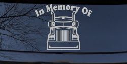 In Memory Of Truck Driver or Trucker Car or Truck Window Decal Sticker (Light Gray)