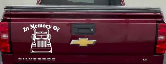 In Memory Of Truck Driver or Trucker Car or Truck Window Decal Sticker (White)