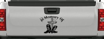 In Memory Of Cowboy Boots and Cross Car or Truck Window Decal Sticker (Black)