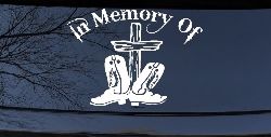 In Memory Of Cowboy Boots and Cross Car or Truck Window Decal Sticker