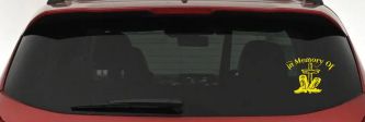 In Memory Of Cowboy Boots and Cross Car or Truck Window Vinyl Decal Sticker (Yellow)