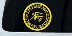 The Great Seal Of The Choctaw Nation Native American Indian Car or Truck Window Vinyl Decal Sticker (Yellow)