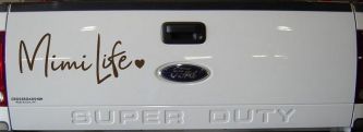 Mimi Life with Heart Car or Truck Window Vinyl Decal Sticker (Brown)