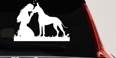 Woman or Girl with her Great Dane Car or Truck Window Vinyl Decal Sticker