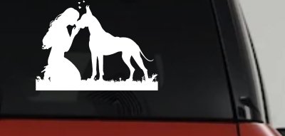 Woman or Girl with her Great Dane Car or Truck Window Vinyl Decal Sticker