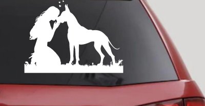 Woman or Girl with her Great Dane Car or Truck Window Vinyl Decal Sticker