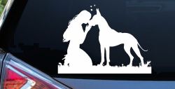 Woman or Girl with her Great Dane Car or Truck Window Decal Sticker