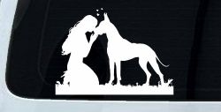 Woman or Girl with her Great Dane Car or Truck Window Decal Sticker