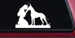 Woman or Girl with her Great Dane Car or Truck Window Decal Sticker
