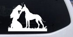 Woman or Girl with her Great Dane Car or Truck Window Decal Sticker
