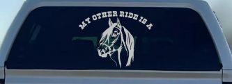 My other ride is a Horse Western Car or Truck Window Vinyl Decal Sticker (Light Gray)