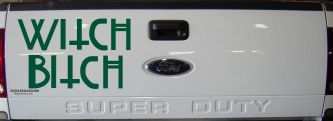 Witch Bitch Funny Car or Truck Window Decal Sticker (Dark Green)