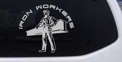 Iron Workers Union Car or Truck Window Vinyl Decal Sticker (Light Gray)