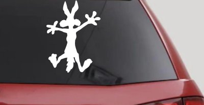 Wile E Coyote Splat For Dents Car or Truck Window Vinyl Decal Sticker (White)