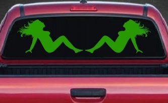 Thick Thicc Mud Flap Women Girls Car or Truck Window Decal Sticker (Lime)