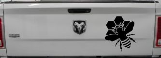 Honey Bee with Honeycomb Car or Truck Window Decal Sticker (Black)