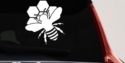 Honey Bee with Honeycomb Car or Truck Window Vinyl Decal Sticker