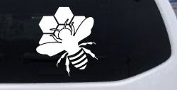 Honey Bee with Honeycomb Car or Truck Window Decal Sticker