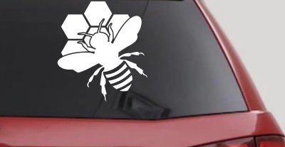 Honey Bee with Honeycomb Car or Truck Window Vinyl Decal Sticker