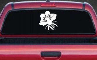 Honey Bee with Honeycomb Car or Truck Window Decal Sticker