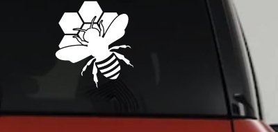 Honey Bee with Honeycomb Car or Truck Window Vinyl Decal Sticker