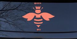 Queen Bee Homey Bee Car or Truck Window Decal Sticker (Coral)