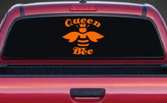 Queen Bee Honey Bee Car or Truck Window Decal Sticker (Orange)