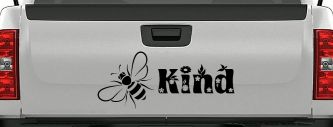 Bee Kind Honey Bee With Flowers Car or Truck Window Decal Sticker (Black)