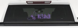 Bee Kind Honey Bee With Flowers Car or Truck Window Decal Sticker (Purple)