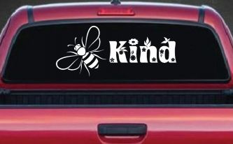 Bee Kind Honey Bee With Flowers Car or Truck Window Decal Sticker