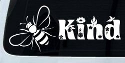 Bee Kind Honey Bee With Flowers Car or Truck Window Decal Sticker