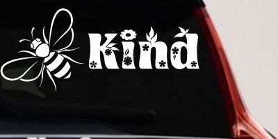 Bee Kind Honey Bee With Flowers Car or Truck Window Vinyl Decal Sticker