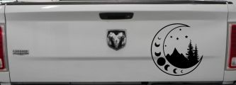 Moon Stars and Mountains Car or Truck Window Vinyl Decal Sticker (Black)