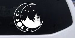 Moon Stars and Mountains Car or Truck Window Decal Sticker