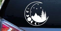 Moon Stars and Mountains Car or Truck Window Decal Sticker