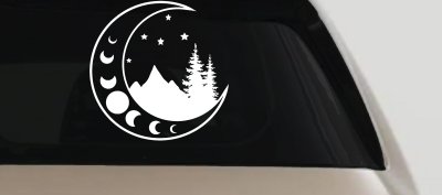 Moon Stars and Mountains Car or Truck Window Vinyl Decal Sticker