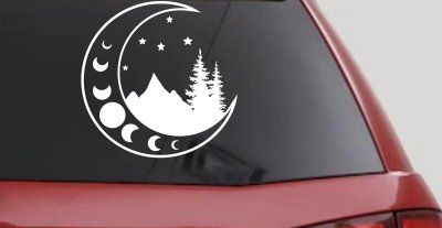 Moon Stars and Mountains Car or Truck Window Vinyl Decal Sticker