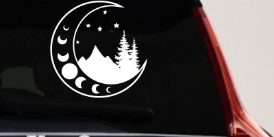 Moon Stars and Mountains Car or Truck Window Vinyl Decal Sticker