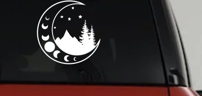 Moon Stars and Mountains Car or Truck Window Vinyl Decal Sticker