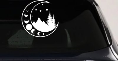 Moon Stars and Mountains Car or Truck Window Vinyl Decal Sticker