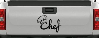Chef with Hat Business Car or Truck Window Decal Sticker (Black)